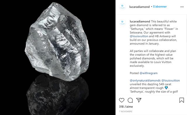 LV加码高级珠宝，又购入一颗重549克拉的钻石原石